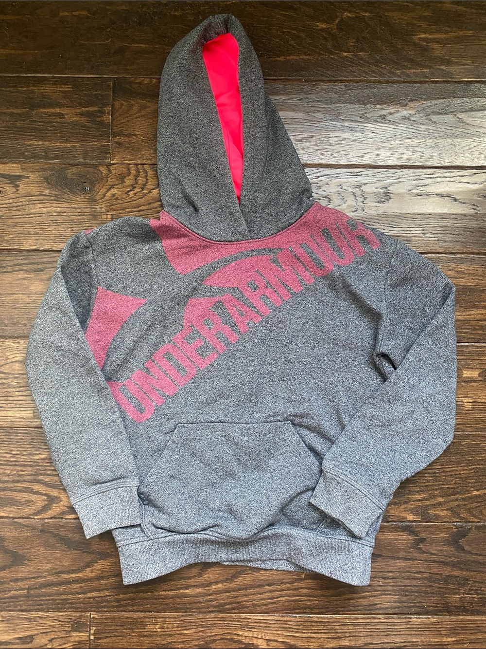 Under Armour Gray Hoodie with Pink Logo